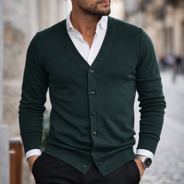 Men’s Button Front V-Neck Cardigan Classic