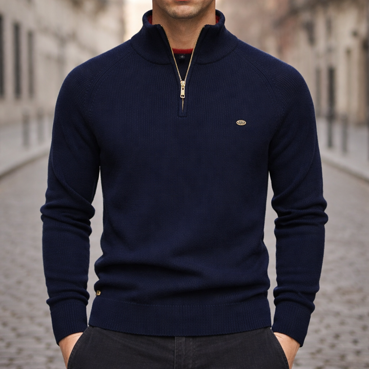 Men’s Half-Zip Ribbed Knit Sweater Slim Fit