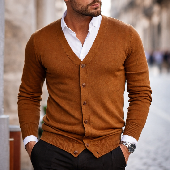 Men’s Button Front V-Neck Cardigan Classic