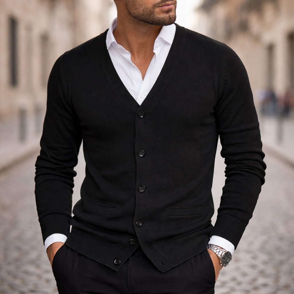 Men’s Button Front V-Neck Cardigan Classic