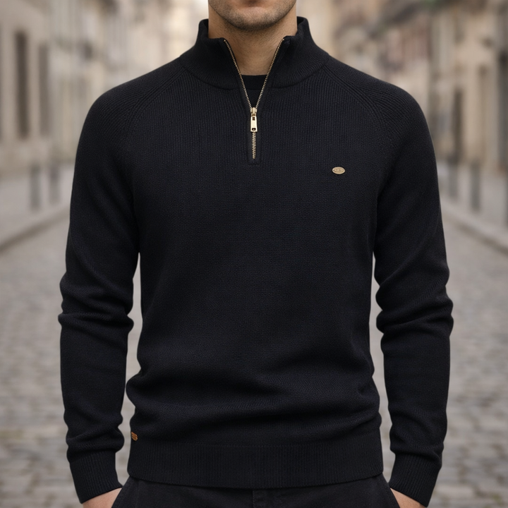 Men’s Half-Zip Ribbed Knit Sweater Slim Fit