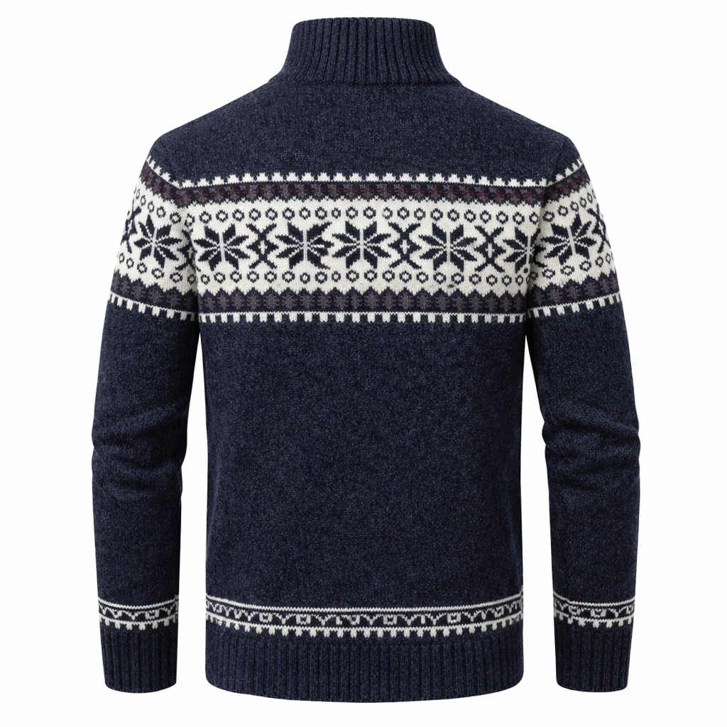 Veste d'hiver tricotée pour homme avec fermeture éclair devant