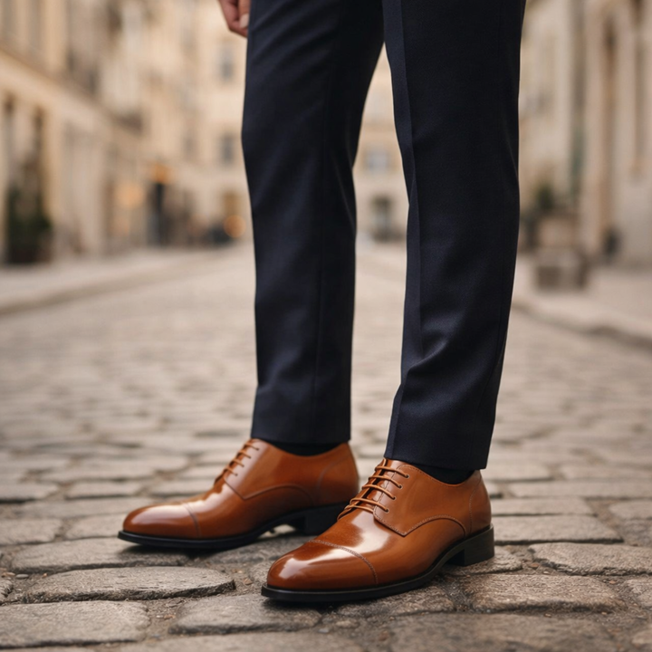 Chaussures habillées en cuir pour homme à bout droit