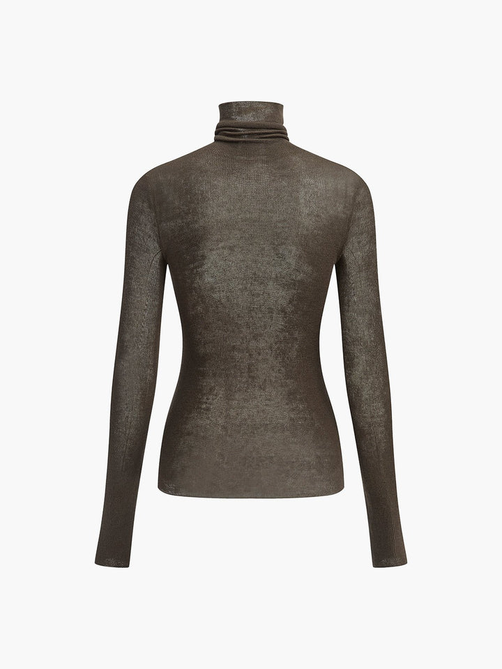 Wool-Blend Turtleneck Sheer Sweater View 12